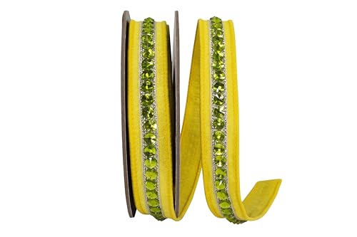 Reliant Ribbon Dupioni Strassband mit Drahtrand, Deluxe-Rückseite, Gelb/Limettengrün Reliant Ribbon Dupioni Strassband mit Drahtrand, Deluxe-Rückseite, Gelb/Limettengrün von Reliant Ribbon