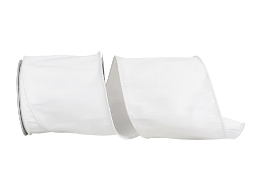 Reliant Ribbon Dupioni Supreme 92975W-030-10F Band mit Drahtrand, 10,2 cm x 9,1 m, Weiß von Reliant Ribbon