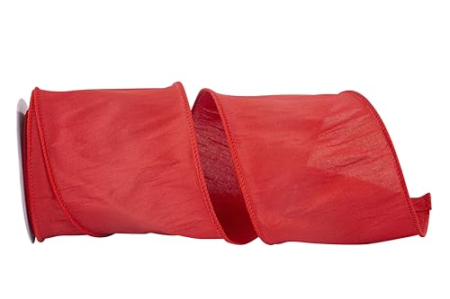 Reliant Ribbon Dupioni Supreme Band mit Drahtrand, 10,2 cm x 9,1 m, Rot von Reliant Ribbon