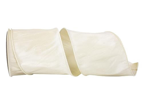 Reliant Ribbon Dupioni Supreme Band mit Drahtrand, 10,2 cm x 9,1 m, elfenbeinfarben von Reliant Ribbon