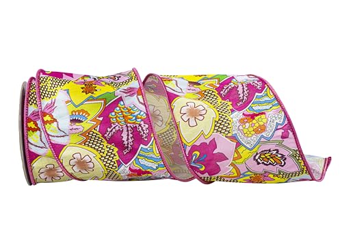 Reliant Ribbon Fantasia Pink La Print Schleifenband mit Drahtrand von Reliant Ribbon