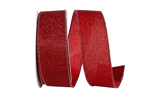 Reliant Ribbon Glimmer Sparkle Metallic Schleifenband mit Drahtrand, Rot Reliant Ribbon Glimmer Sparkle Metallic Schleifenband mit Drahtrand, Rot von Reliant Ribbon