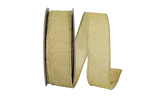 Reliant Ribbon Glitzerndes Metallic-Band mit Drahtrand, goldfarben von Reliant Ribbon