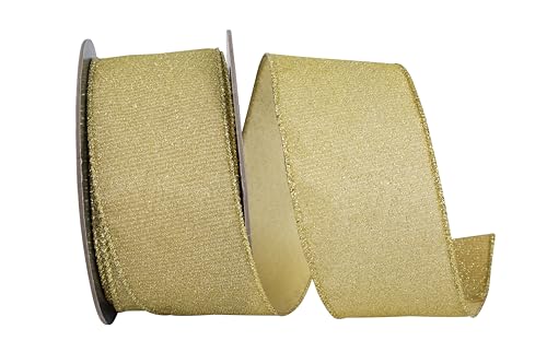 Reliant Ribbon Glitzerndes Metallic-Band mit Drahtrand, goldfarben von Reliant Ribbon