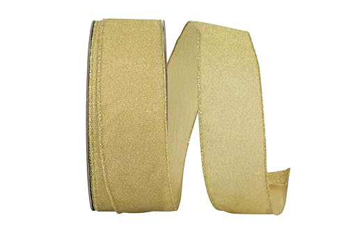 Reliant Ribbon Glitzerndes Metallic-Band mit Drahtrand, goldfarben Reliant Ribbon Glitzerndes Metallic-Band mit Drahtrand, goldfarben von Reliant Ribbon