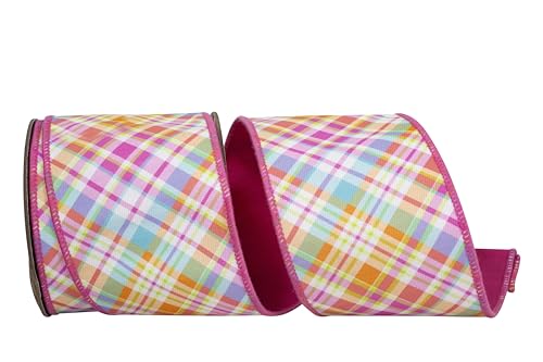 Reliant Ribbon Helles kariertes Schleifenband mit diagonaler Rückseite und Drahtrand, Hot Pink Reliant Ribbon Helles kariertes Schleifenband mit diagonaler Rückseite und Drahtrand, Hot Pink von Reliant Ribbon