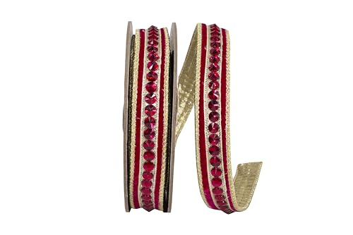 Reliant Ribbon Jeweled Center Plüsch-Samt-Deluxe-Metallic-Dupioni-Rückseite, Drahtrand, Fuchsia Reliant Ribbon Jeweled Center Plüsch-Samt-Deluxe-Metallic-Dupioni-Rückseite, Drahtrand, Fuchsia von Reliant Ribbon
