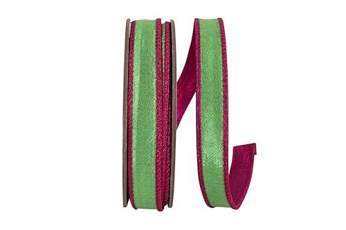 Reliant Ribbon Metallisches Band mit Drahtrand, zweifarbig, Deluxe-Rückseite, Fuchsia/Grün Reliant Ribbon Metallisches Band mit Drahtrand, zweifarbig, Deluxe-Rückseite, Fuchsia/Grün von Reliant Ribbon