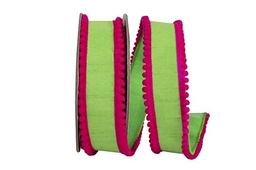 Reliant Ribbon Pom Mini Trimming Dupioni Deluxe Schleifenband mit Drahtrand, Zitrus/Fuchsia Reliant Ribbon Pom Mini Trimming Dupioni Deluxe Schleifenband mit Drahtrand, Zitrus/Fuchsia von Reliant Ribbon