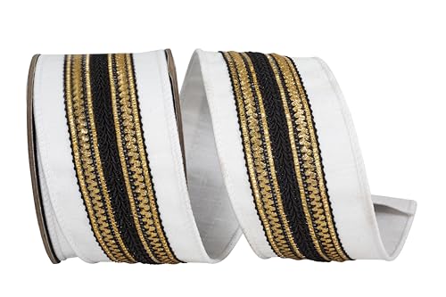Reliant Ribbon Regal Stripe Trimming Dupioni Deluxe Band, Weiß/Schwarz Reliant Ribbon Regal Stripe Trimming Dupioni Deluxe Band, Weiß/Schwarz von Reliant Ribbon