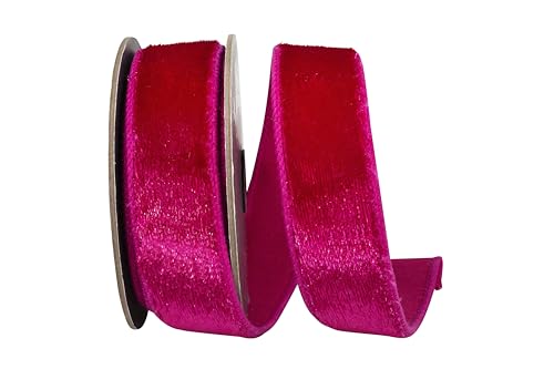 Reliant Ribbon Samtband mit Drahtrand, Plüsch-Rückseite, Fuchsia Reliant Ribbon Samtband mit Drahtrand, Plüsch-Rückseite, Fuchsia von Reliant Ribbon