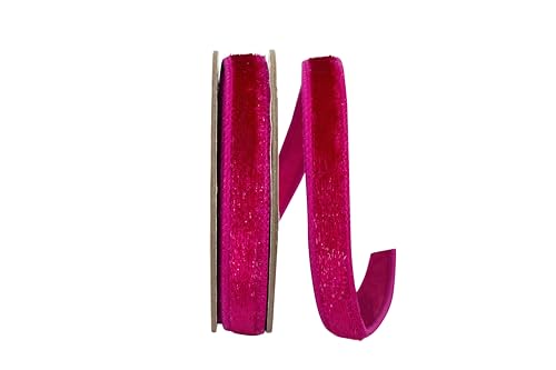 Reliant Ribbon Samtband mit Drahtrand, Plüsch-Rückseite, Fuchsia Reliant Ribbon Samtband mit Drahtrand, Plüsch-Rückseite, Fuchsia von Reliant Ribbon