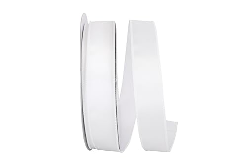 Reliant Ribbon Satinband mit Drahtrand, 3,8 cm x 45,7 m, Weiß von Reliant Ribbon