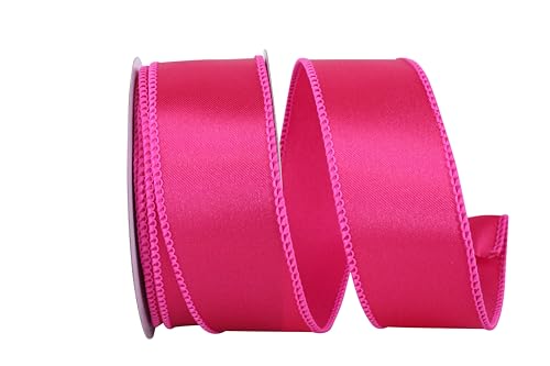 Reliant Ribbon Satinband mit Drahtrand, 3,8 cm x 9,1 m, Fuchsia von Reliant Ribbon