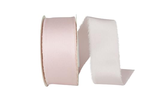 Reliant Ribbon Seidenband mit ausgefranstem Rand, Hellrosa von Reliant Ribbon