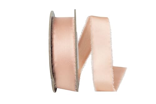 Reliant Ribbon Seidenband mit ausgefranstem Rand, Roségold von Reliant Ribbon