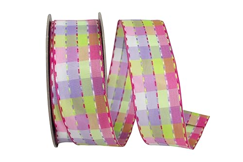 Reliant Ribbon Stitch Pariser Plaid gewebtes Band mit Drahtrand, Fuchsia Reliant Ribbon Stitch Pariser Plaid gewebtes Band mit Drahtrand, Fuchsia von Reliant Ribbon