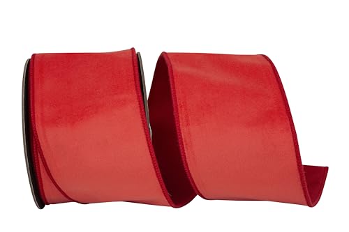 Reliant Ribbon Velvet Touch Deluxe Schleifenband mit Drahtrand, Rot von Reliant Ribbon