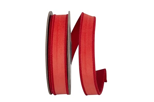 Reliant Ribbon Velvet Touch Deluxe Schleifenband mit Drahtrand, Rot von Reliant Ribbon