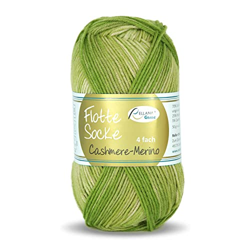 Rellana Flotte Socke Cashmere Merino 50g weiche Sockenwolle mit Kaschmir und Merinowolle zum Stricken & Häkeln (1327 - grün) von Rellana Flotte Socke