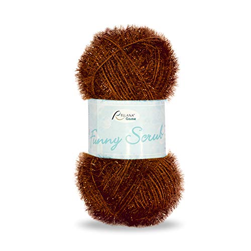 Rellana Funny Scrub tolles Garn zum Schwämme häkeln oder Stricken, lustige Spülschwämme häkeln (06 - braun) von Rellana Funny Scrub