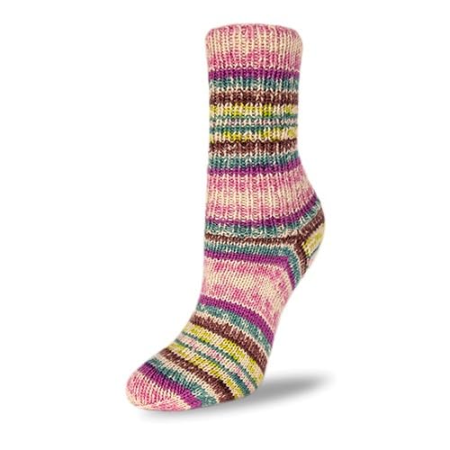 100g Flotte Socke "Happy Birthday" - Farbe: 8081 - pink-fuchsie-petrol - 8 fädige Sockenwolle im farbenfrohe Jacquardmuster von Rellana