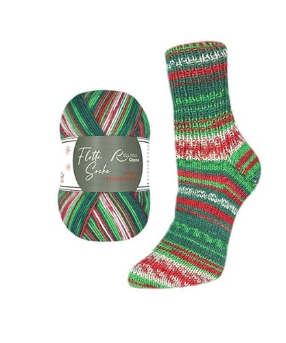 Rellana Christmas 6-fädige Sockenwolle Edition 2025, 150 g / 375 m, 75% Schurwolle / 25% Polyamid, NS 3-4, pflegeleicht, strapazierfähig, trockner geeignet von Rellana