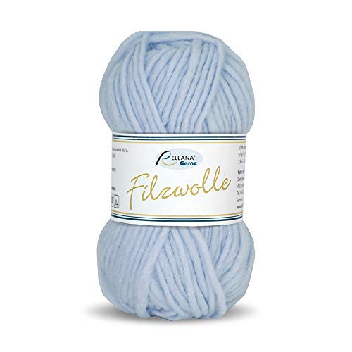 Rellana Filzwolle uni,50 Gramm,100%Schurwolle zum filzen in der Waschmaschine, 14 tolle Farben (11 hellblau) von Rellana
