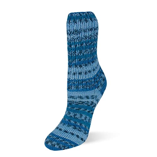 Rellana Flotte Socke Wool free Bamboo 100 g Sockenwolle Vegan mit Bambus Sommersocken stricken (1910 blau-hellblau-petrol) von Rellana