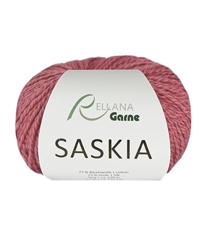 Rellana Saskia, Natur pur, Sommergarn, Baumwolle mit Seide, 50 g / 120 m. 77% Baumwolle / 23% Seide, 14 tolle Farben (33 erika) von Rellana
