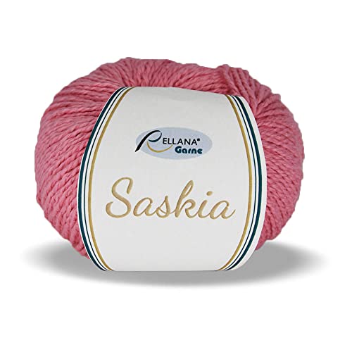 Rellana Saskia, Natur pur, Sommergarn, Baumwolle mit Seide, 50 g / 120 m. 77% Baumwolle / 23% Seide, 14 tolle Farben (34 pink) von Rellana