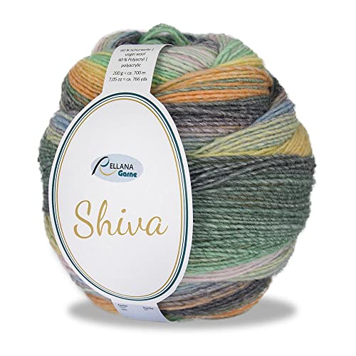 Rellana Shiva Wolle mulesingfrei, 200g Farbverlaufswolle zum Stricken oder Häkeln (111) von Rellana