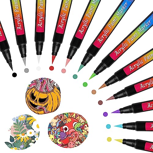 Relota 12 Farben Acrylstifte für Steine Wasserfest, Permanent Marker Set, Schnelltrocknend Stifte Steine Bemalen, Acryl Stifte, Acrylmarker für Kunststoff, Glas, Holz, Keramik, Metall, Leinwand, DIY Relota 12 Farben Acrylstifte für Steine Wasserfest, Permanent Marker Set, Schnelltrocknend Stifte Steine Bemalen, Acryl Stifte, Acrylmarker für Kunststoff, Glas, Holz, Keramik, Metall, Leinwand, DIY von Relota