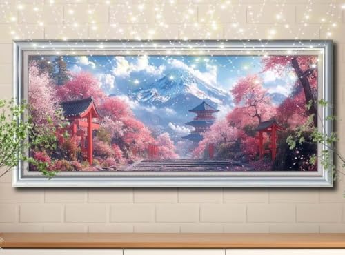 5D Berg Fuji,Landschaft Diamond Painting Set,Diamant Painting Bilder Erwachsene groß (100x250cm),DIY Diamant Kristall Strass Stickerei Bilder nach Zahlen,Diamanten Painting für Wanddeko 8Y-10485 von Reluehu