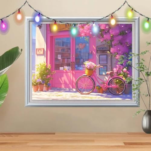 5D Blumen Diamond Painting Set,Full Fahrrad Diamant Painting Bilder Erwachsene groß (90x120cm),DIY Diamant Kristall Strass Stickerei Bilder nach Zahlen,Diamanten Painting für Home Wanddeko 57H-3748 von Reluehu