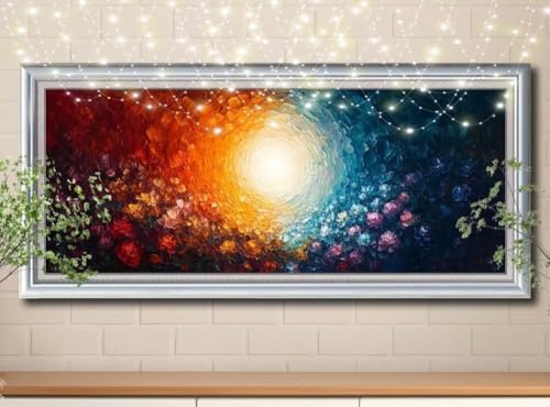 5D DIY Diamond Painting Chrysantheme,Sonnenuntergang,Diamant Painting Bilder (100x250cm),Mosaikherstellung Nach Zahlen Cross Stitch Malerei Set,Daiments Painting Erwachsene für Haus Decor 8Y-11760 von Reluehu