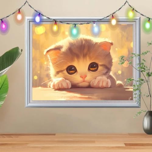 5D DIY Diamond Painting Kinder Kätzchen,Diamant Painting Bilder 80x107cm,Mosaikherstellung Nach Zahlen Cross Stitch Malerei Set,Landschaft Daiments Painting Erwachsene für Haus Dekoration 57H-3957 von Reluehu