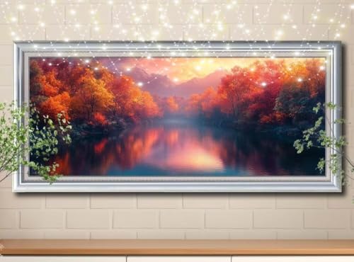 5D DIY Diamond Painting Kinder Klein Ahornbaum,Fluss,Diamant Painting Bilder 100x250cm,Mosaikherstellung Nach Zahlen Cross Stitch Malerei Set,Daiments Painting Erwachsene für Haus Dekoration 8Y-10380 von Reluehu