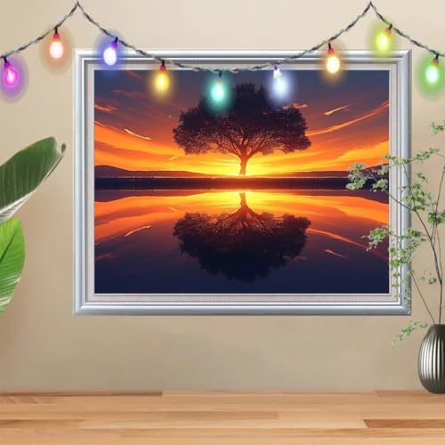 5D DIY Diamond Painting Kinder Klein Baum,Diamant Painting Bilder 100x133cm,Mosaikherstellung Nach Zahlen Cross Stitch Malerei Set,Landschaft Daiments Painting Erwachsene für Haus Dekoration 57H-3359 von Reluehu