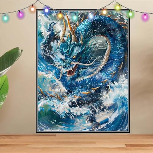 5D DIY Diamond Painting Kinder Klein Drache,Meer,Diamant Painting Bilder 60x80cm,Mosaikherstellung Malen Nach Zahlen Cross Stitch Malerei Set,Daiments Painting Erwachsene für Haus Dekoration F2515 von Reluehu