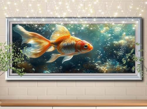5D DIY Diamond Painting Kinder Klein Goldfisch,Landschaft,Diamant Painting Bilder 100x250cm,Mosaikherstellung Nach Zahlen Cross Stitch Malerei Set,Daiments Painting Erwachsene für Haus Decor 8Y-11580 von Reluehu
