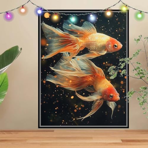 5D DIY Diamond Painting Kinder Klein Goldfisch,Tier,Diamant Painting Bilder 30x40cm,Mosaikherstellung Malen Nach Zahlen Cross Stitch Malerei Set,Daiments Painting Erwachsene für Haus Dekoration 3E1352 von Reluehu