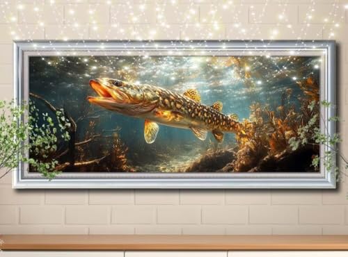 5D DIY Diamond Painting Kinder Klein Landschaft,Fisch,Diamant Painting Bilder 100x250cm,Mosaikherstellung Nach Zahlen Cross Stitch Malerei Set,Daiments Painting Erwachsene für Haus Dekoration 8Y-10260 von Reluehu