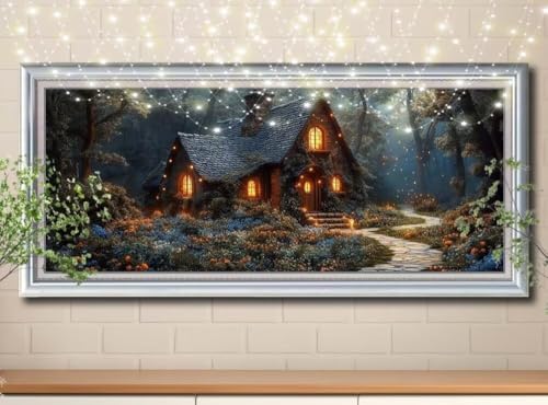 5D DIY Diamond Painting Kinder Klein Landschaft,Hütte,Diamant Painting Bilder 100x250cm,Mosaikherstellung Nach Zahlen Cross Stitch Malerei Set,Daiments Painting Erwachsene für Haus Dekoration 8Y-10200 von Reluehu