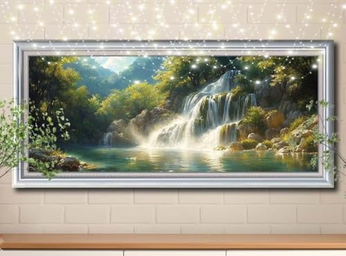 5D DIY Diamond Painting Kinder Klein Landschaft,Wasserfall,Diamant Painting Bilder 100x250cm,Mosaikherstellung Nach Zahlen Cross Stitch Malerei Set,Daiments Painting Erwachsene für Haus Decor 8Y-10020 von Reluehu