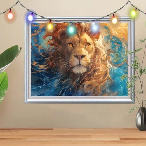 5D DIY Diamond Painting Kinder Klein Löwe,Tier,Diamant Painting Bilder 40x30cm,Mosaikherstellung Malen Nach Zahlen Cross Stitch Malerei Set,Daiments Painting Erwachsene für Haus Dekoration 56E-4312 von Reluehu