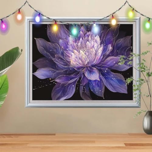 5D DIY Diamond Painting Kinder Klein Lotus,Diamant Painting Bilder 40x50cm,Mosaikherstellung Nach Zahlen Cross Stitch Malerei Set,Landschaft Daiments Painting Erwachsene für Haus Dekoration 57H-2673 von Reluehu