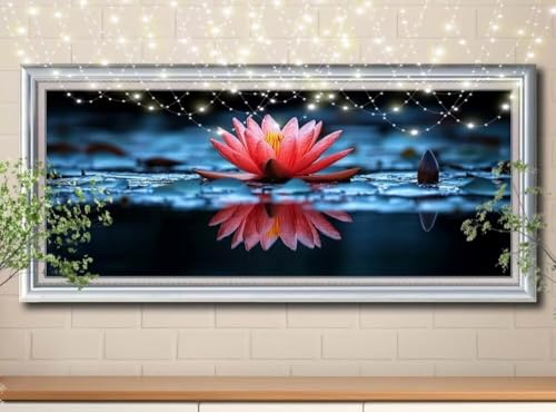 5D DIY Diamond Painting Kinder Klein Lotus,Landschaft,Diamant Painting Bilder 100x200cm,Mosaikherstellung Nach Zahlen Cross Stitch Malerei Set,Daiments Painting Erwachsene für Haus Dekoration 8Y-10919 von Reluehu