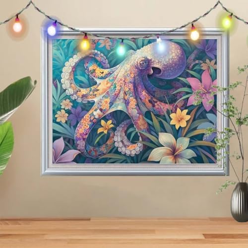5D DIY Diamond Painting Kinder Klein Oktopus,Tier,Diamant Painting Bilder 40x30cm,Mosaikherstellung Malen Nach Zahlen Cross Stitch Malerei Set,Daiments Painting Erwachsene für Haus Dekoration 56E-4872 von Reluehu