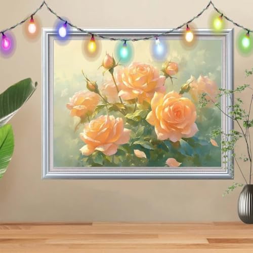 5D DIY Diamond Painting Kinder Klein Rose,Diamant Painting Bilder 70x90cm,Mosaikherstellung Nach Zahlen Cross Stitch Malerei Set,Landschaft Daiments Painting Erwachsene für Haus Dekoration 57H-2876 von Reluehu